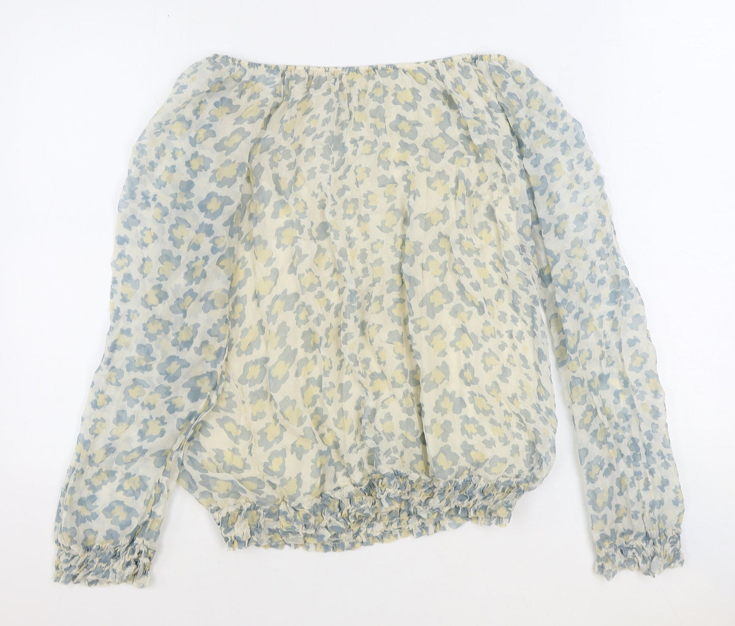 Pronto Womens Ivory Animal Print Polyester Basic Blouse Size L Off the Shoulder - Leopard Print
