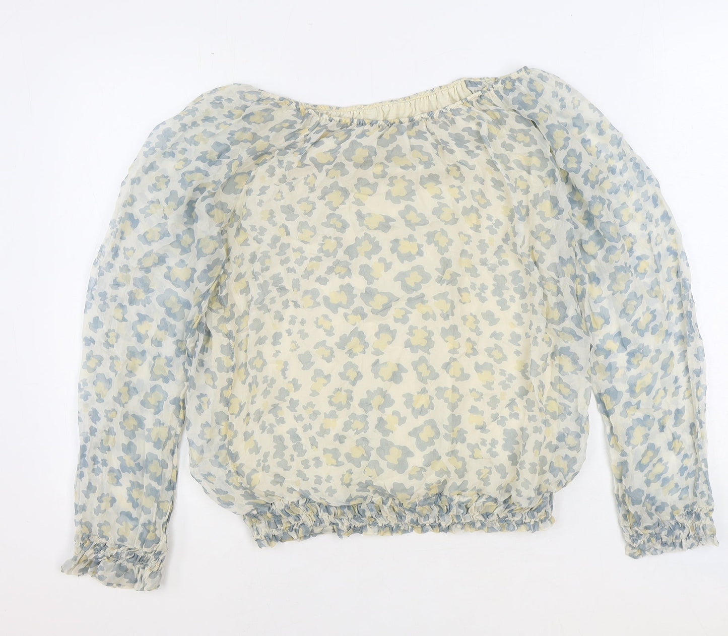 Pronto Womens Ivory Animal Print Polyester Basic Blouse Size L Off the Shoulder - Leopard Print