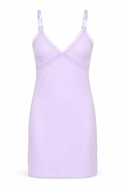 Divided by H&M Womens Purple Herringbone Polyester Slip Dress Size S V-Neck Pullover - Lace Trim