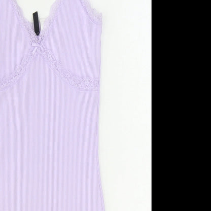 Divided by H&M Womens Purple Herringbone Polyester Slip Dress Size S V-Neck Pullover - Lace Trim