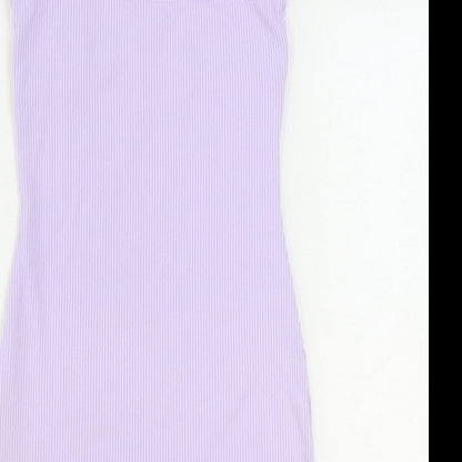 Divided by H&M Womens Purple Herringbone Polyester Slip Dress Size S V-Neck Pullover - Lace Trim