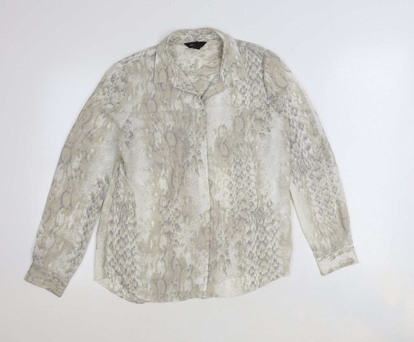 Womens UK Size 10 New Look Grey Basic Button-Up