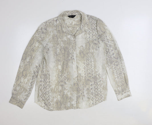 Womens UK Size 10 New Look Grey Basic Button-Up