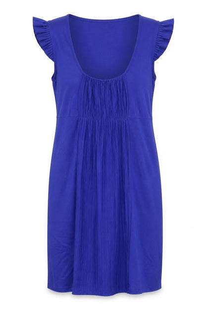 Topshop Womens Blue Polyester Sheath Size 8 Scoop Neck Pullover - Pleat Detail