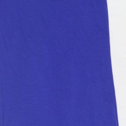 Topshop Womens Blue Polyester Sheath Size 8 Scoop Neck Pullover - Pleat Detail