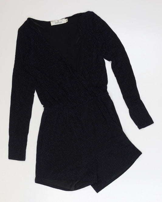 Oh My Love Womens Black Nylon Playsuit One-Piece Size S Pullover