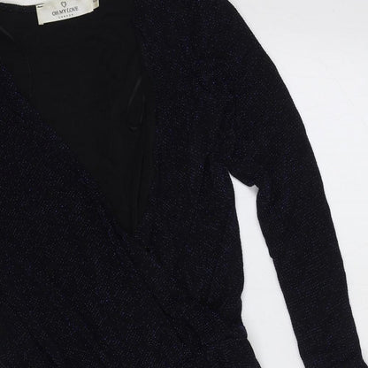 Oh My Love Womens Black Nylon Playsuit One-Piece Size S Pullover