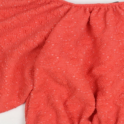 George Womens Pink Polyester Cropped Blouse Size 8 Boat Neck - Puff Sleeve Bardot