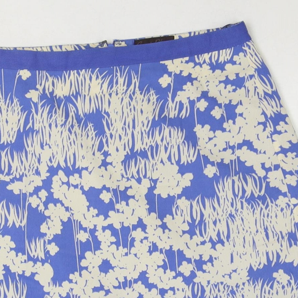 Great Plains London Womens Blue Floral Polyester Straight & Pencil Skirt Size 8 Zip