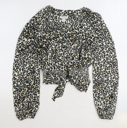 Womens UK Size 6 Topshop Brown Cropped Blouse