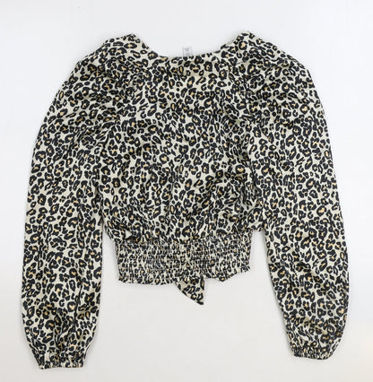 Womens UK Size 6 Topshop Brown Cropped Blouse