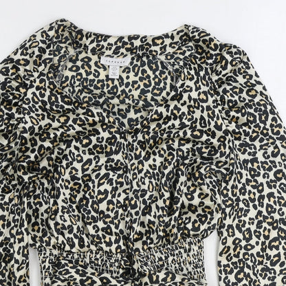 Womens UK Size 6 Topshop Brown Cropped Blouse