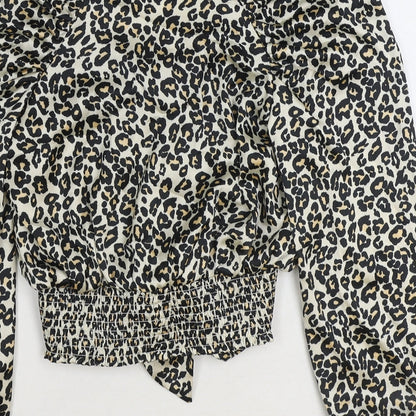 Womens UK Size 6 Topshop Brown Cropped Blouse