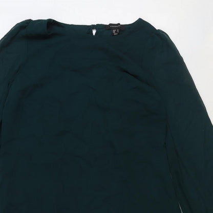 Atmosphere Womens Green Polyester A-Line Size 10 Boat Neck Button