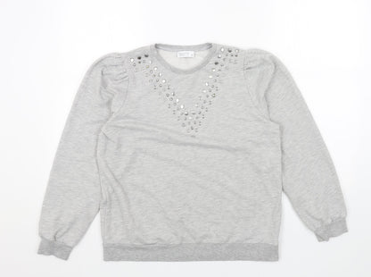 Papaya Womens Grey Cotton Pullover Sweatshirt Size 12 Pullover