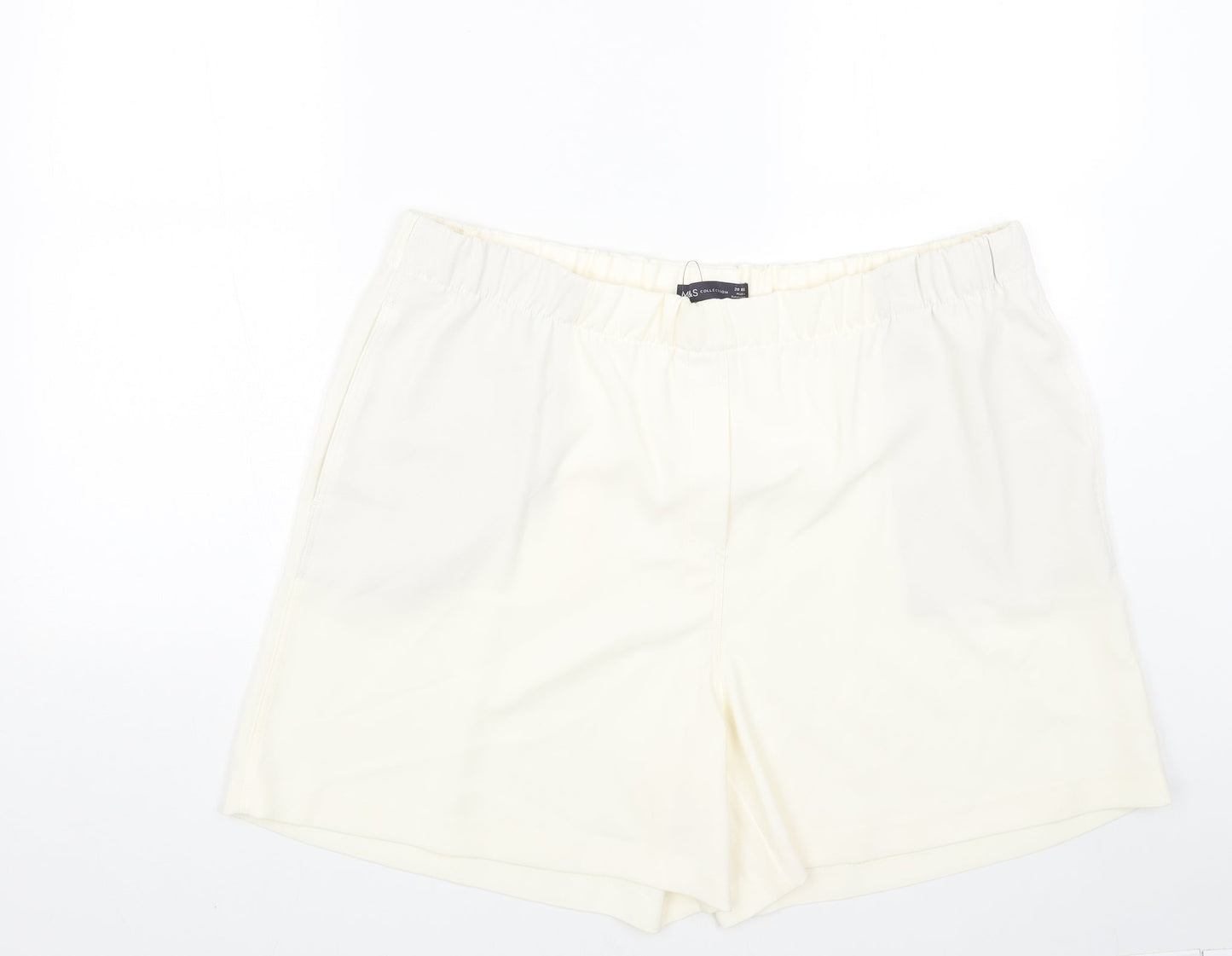 Marks and Spencer Womens Ivory Polyester Basic Shorts Size 20 Regular Pull On