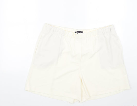 Marks and Spencer Womens Ivory Polyester Basic Shorts Size 20 Regular Pull On