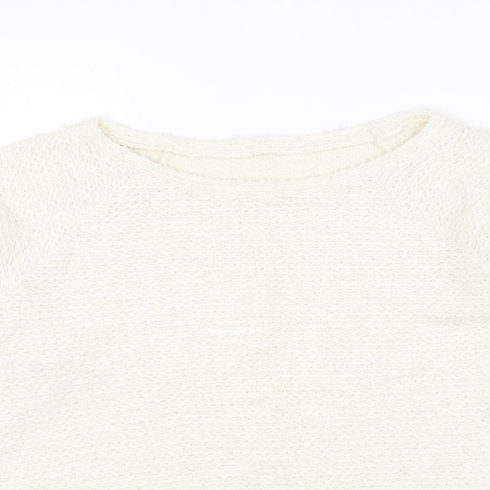 George Womens White Boat Neck Acrylic Pullover Jumper Size 16 - Lace Trim