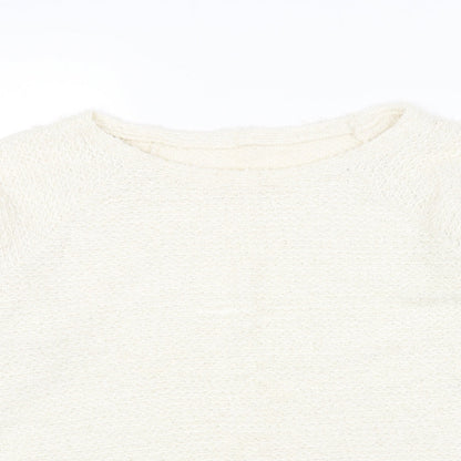 George Womens White Boat Neck Acrylic Pullover Jumper Size 16 - Lace Trim