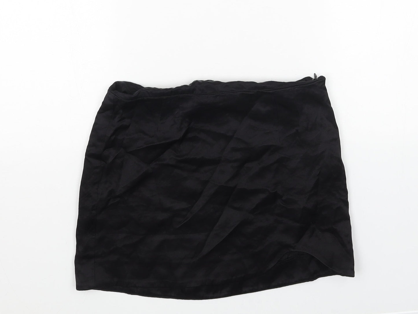 Pull&Bear Womens Black Polyester Mini Skirt Size S Zip