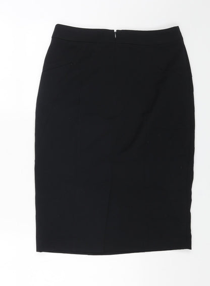 Marks and Spencer Womens Black Polyester Straight & Pencil Skirt Size 8 Zip
