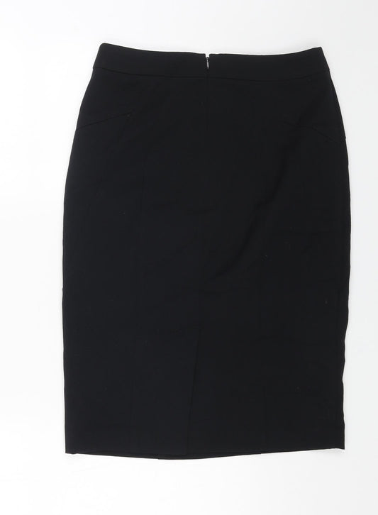 Marks and Spencer Womens Black Polyester Straight & Pencil Skirt Size 8 Zip