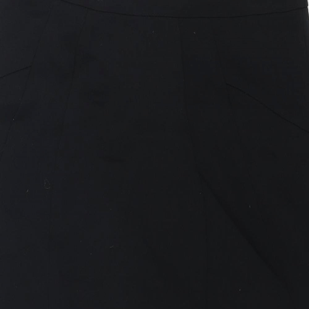 Marks and Spencer Womens Black Polyester Straight & Pencil Skirt Size 8 Zip