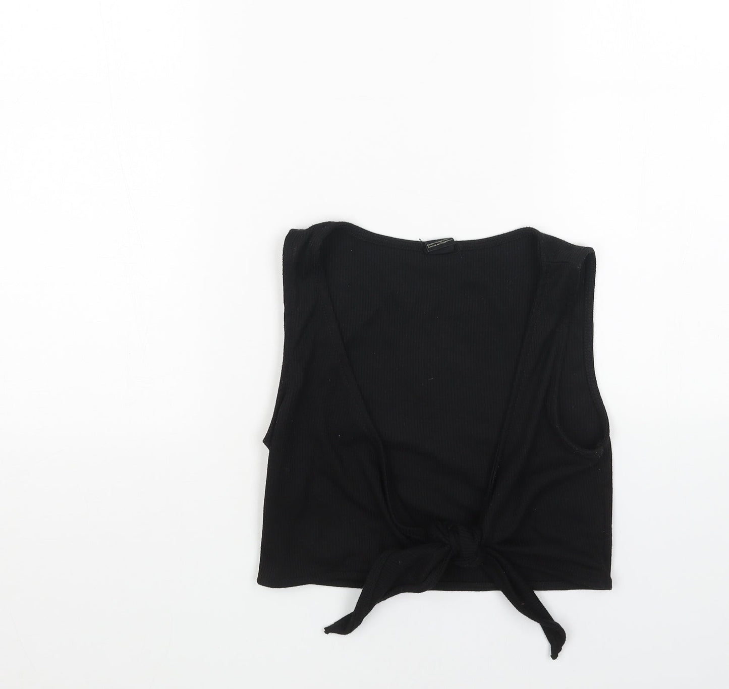 Womens UK Size S Urban Outfitters Black Cropped Tank