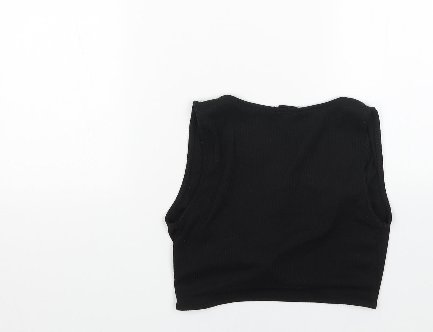 Womens UK Size S Urban Outfitters Black Cropped Tank