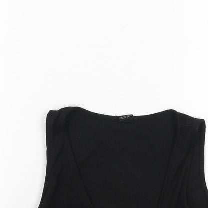 Womens UK Size S Urban Outfitters Black Cropped Tank
