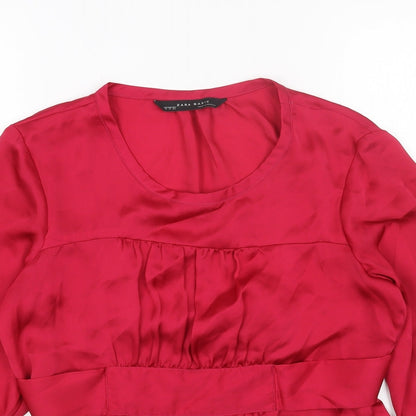 Womens UK Size M Zara Pink Tunic Blouse