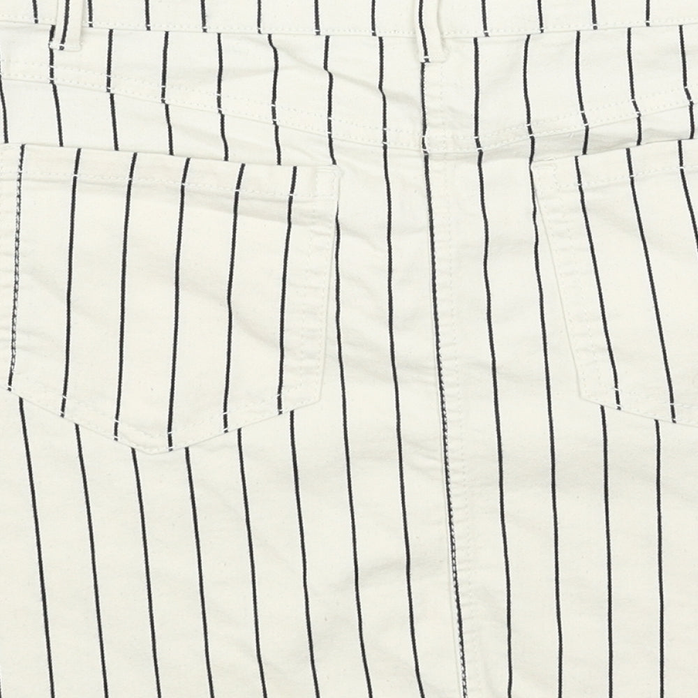 NEXT Womens Beige Striped Cotton Straight & Pencil Skirt Size 8 Zip