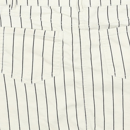 NEXT Womens Beige Striped Cotton Straight & Pencil Skirt Size 8 Zip