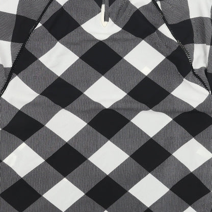 Marks and Spencer Womens White Check Polyester Basic Blouse Size 8 Boat Neck