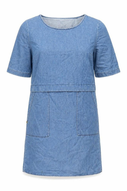 F&F Womens Blue Cotton Shift Size 6 Boat Neck Pullover