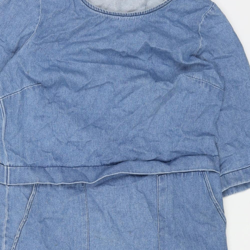 F&F Womens Blue Cotton Shift Size 6 Boat Neck Pullover