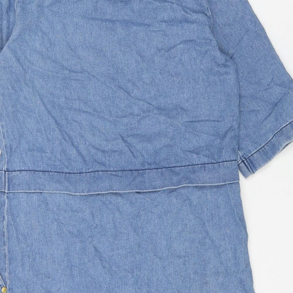 F&F Womens Blue Cotton Shift Size 6 Boat Neck Pullover