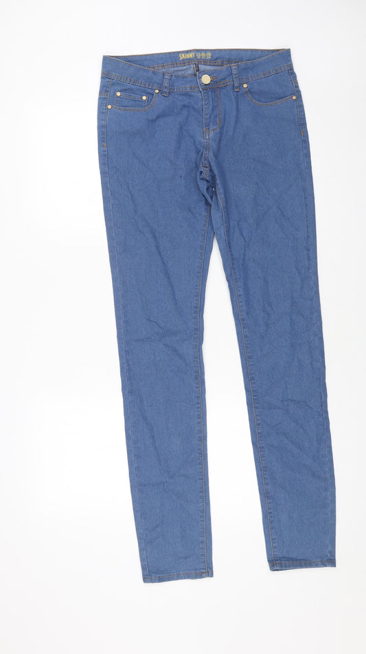 Denim & Co. Womens Blue Cotton Skinny Jeans Size 12 L34 in Regular Button