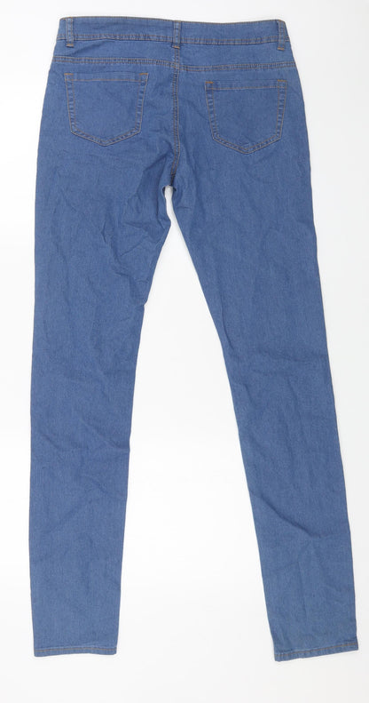 Denim & Co. Womens Blue Cotton Skinny Jeans Size 12 L34 in Regular Button