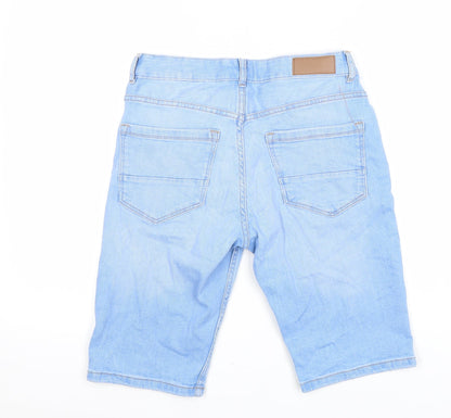 Denim & Co. Mens Blue Cotton Biker Shorts Size 28 in L10 in Regular Button