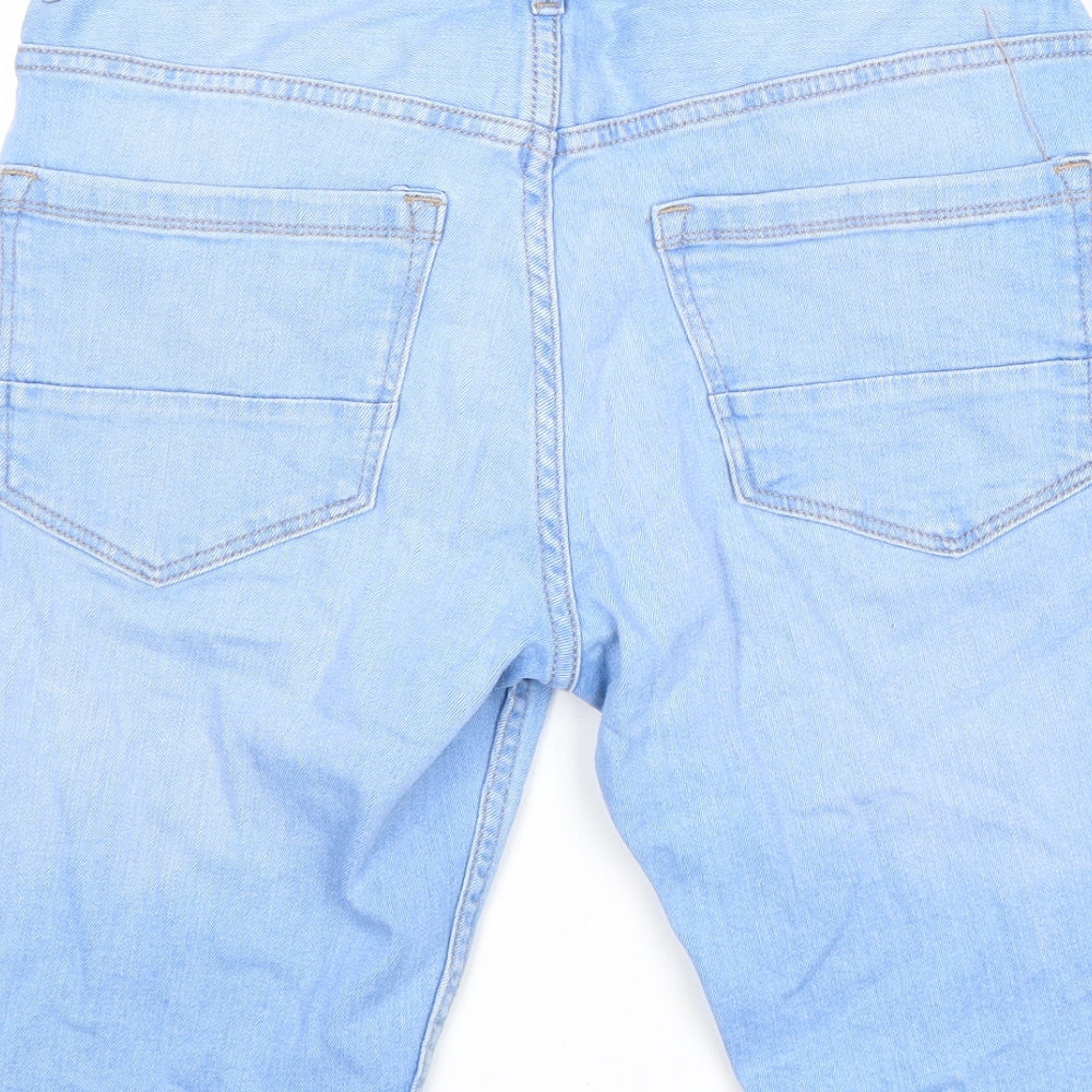Denim & Co. Mens Blue Cotton Biker Shorts Size 28 in L10 in Regular Button