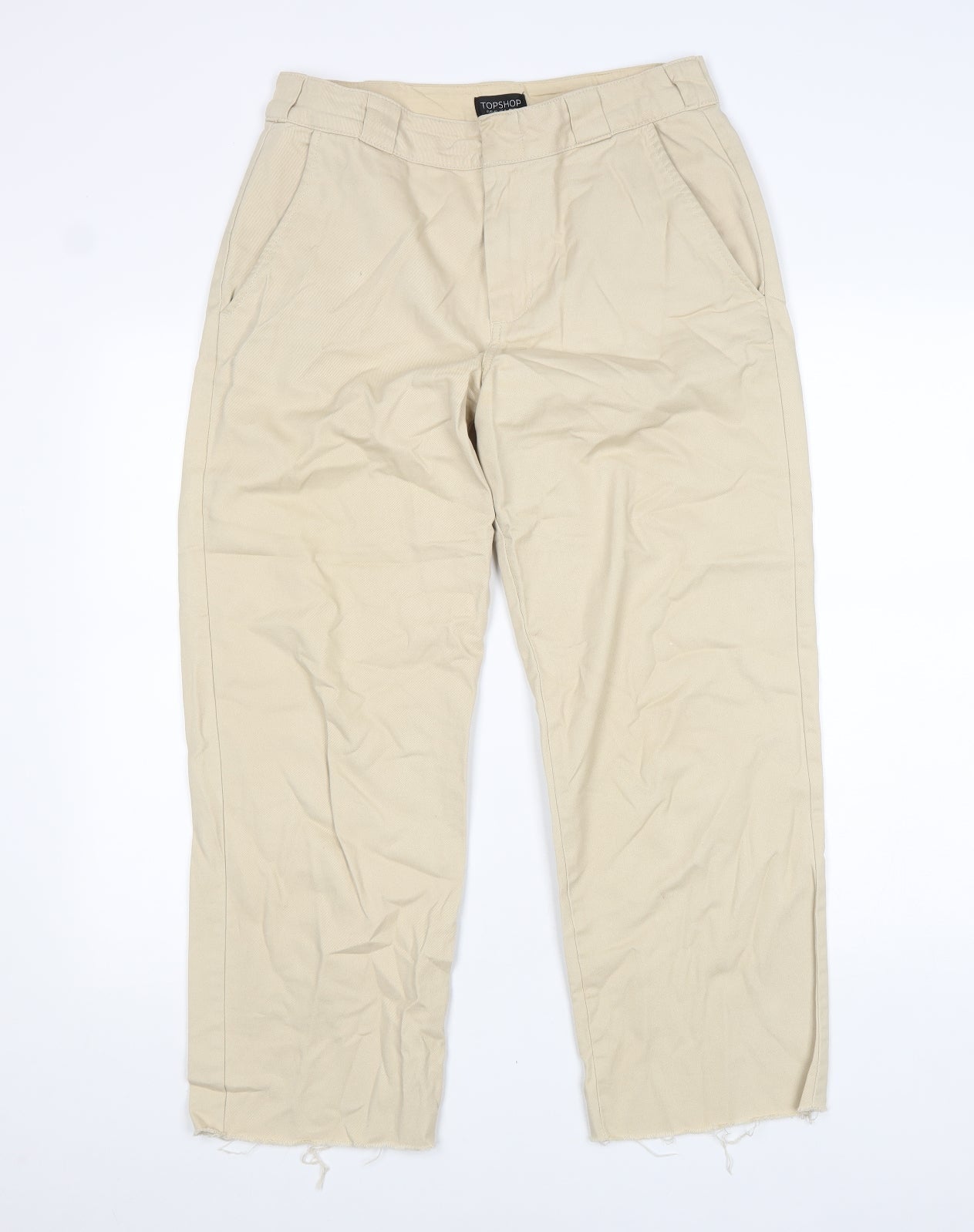 Topshop Womens Beige Cotton Chino Trousers Size 12 L26 in Regular Zip