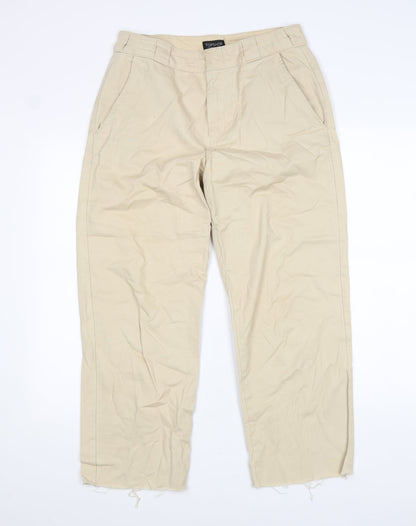 Topshop Womens Beige Cotton Chino Trousers Size 12 L26 in Regular Zip