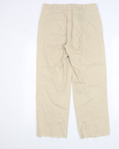Topshop Womens Beige Cotton Chino Trousers Size 12 L26 in Regular Zip