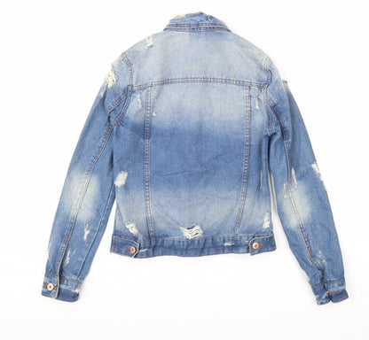 Denim & Co. Womens Blue Jacket Size 6 Button