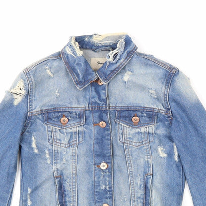 Denim & Co. Womens Blue Jacket Size 6 Button
