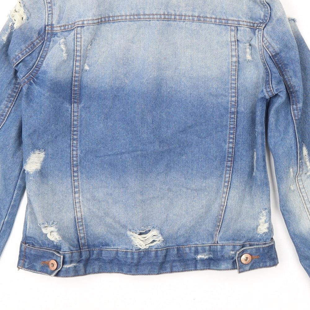 Denim & Co. Womens Blue Jacket Size 6 Button