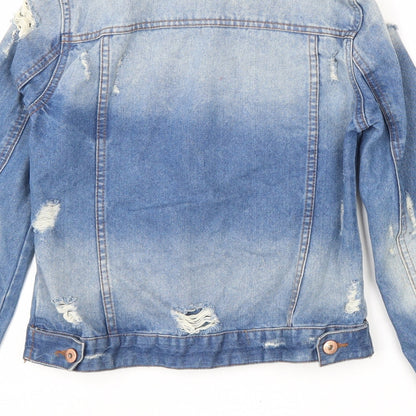 Denim & Co. Womens Blue Jacket Size 6 Button