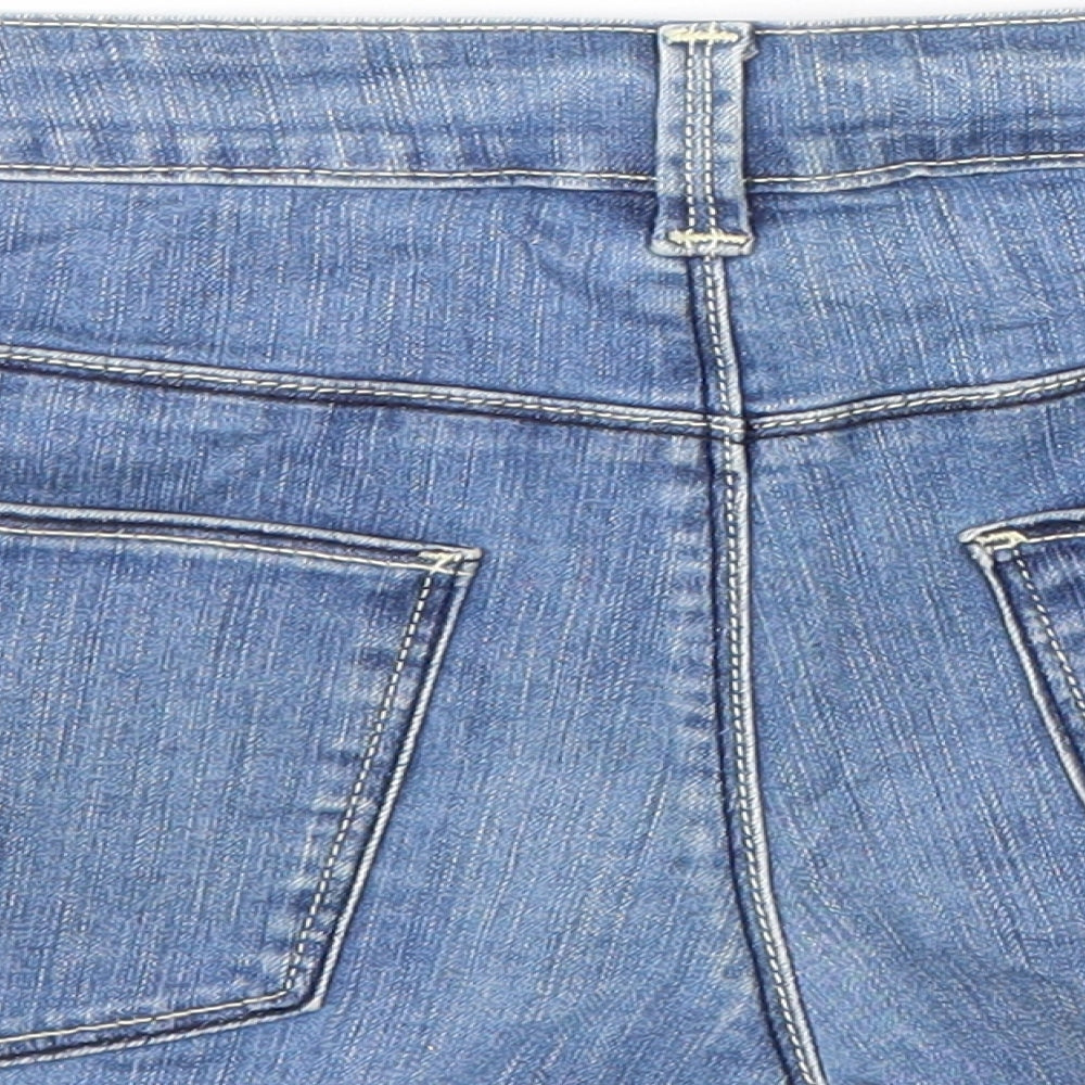 VERO MODA Womens Blue Geometric Cotton Cut-Off Shorts Size 30 L3 in Regular Zip