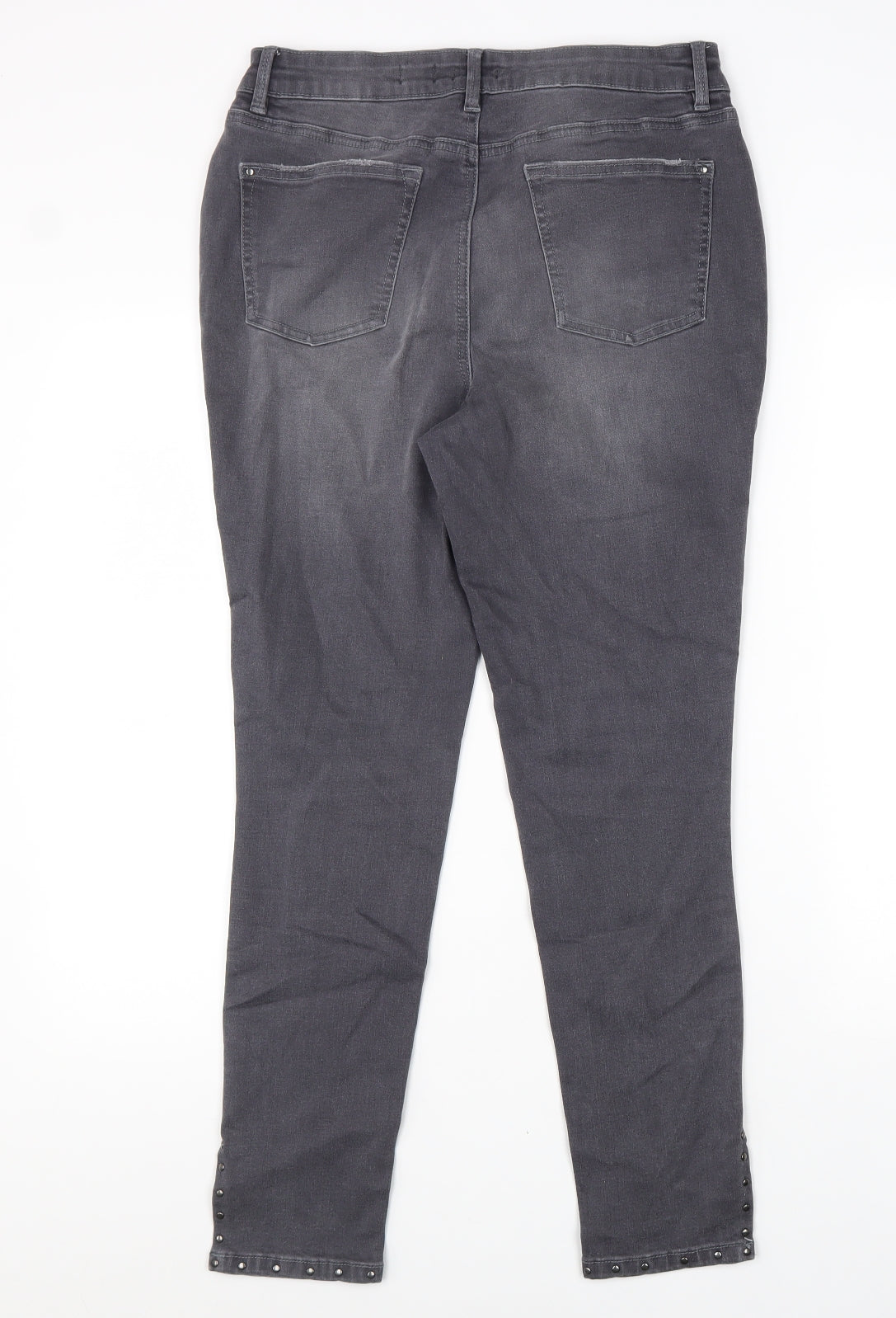 TU Womens Grey Cotton Tapered Jeans Size 12 L28 in Regular Zip